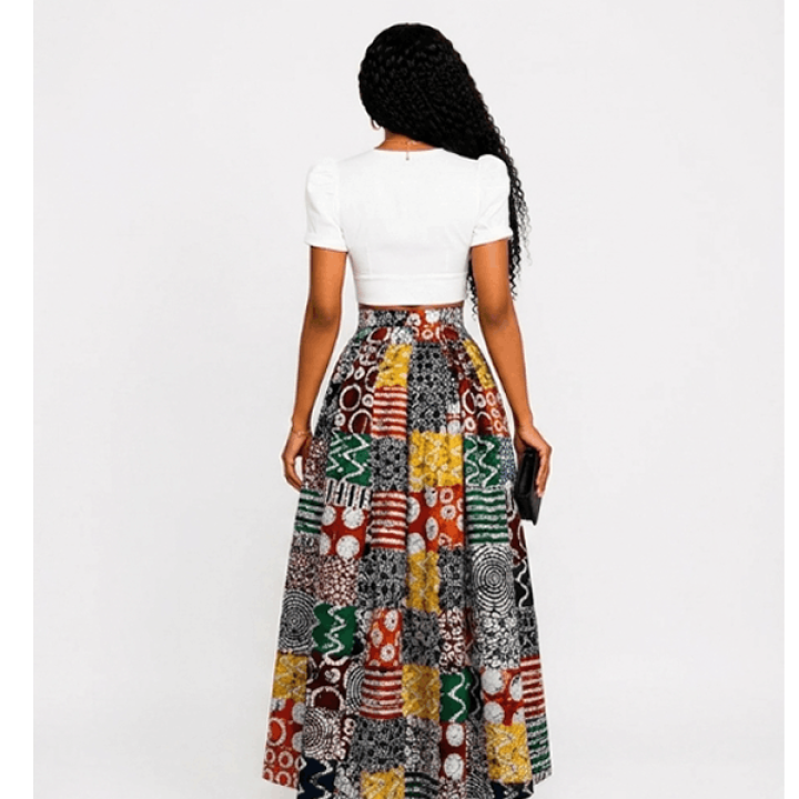 Maxi skirt with African print – Colorful patchwork maxi skirt Ankara, long skirt for women