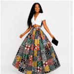 Maxi skirt with African print – Colorful patchwork maxi skirt Ankara, long skirt for women